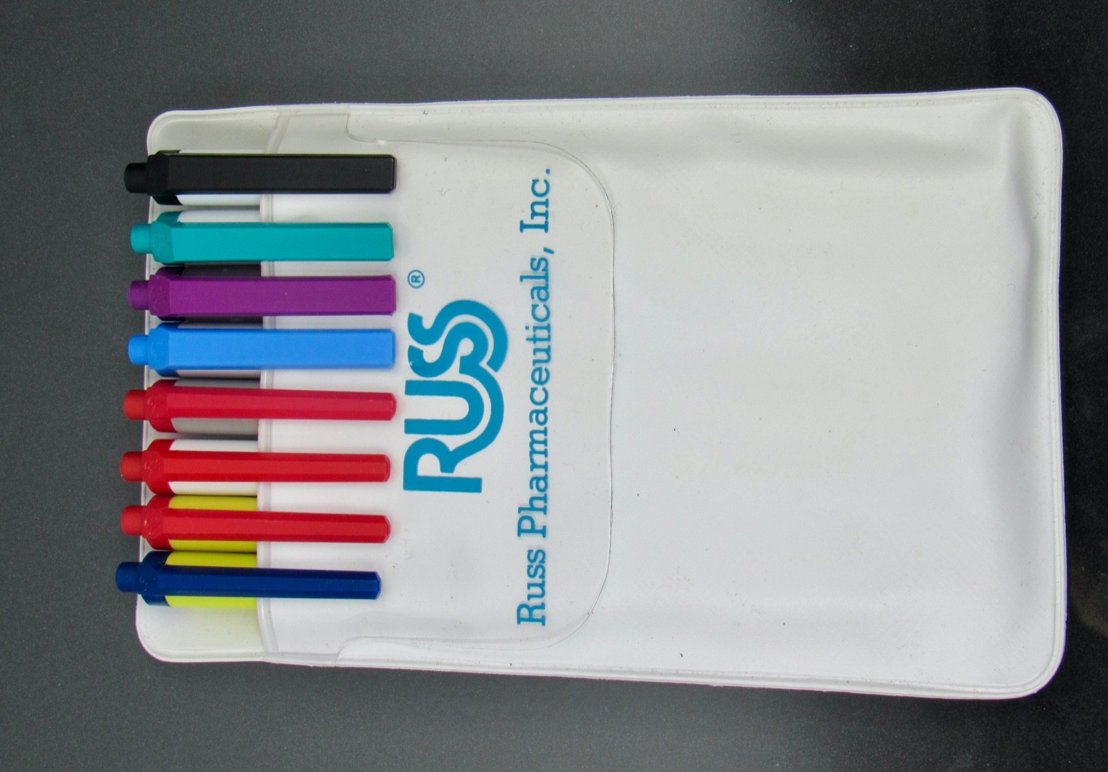 Russ Pharmaceuticals Vintage Pocket Protector + BIC PENS Drug Rep Advertising