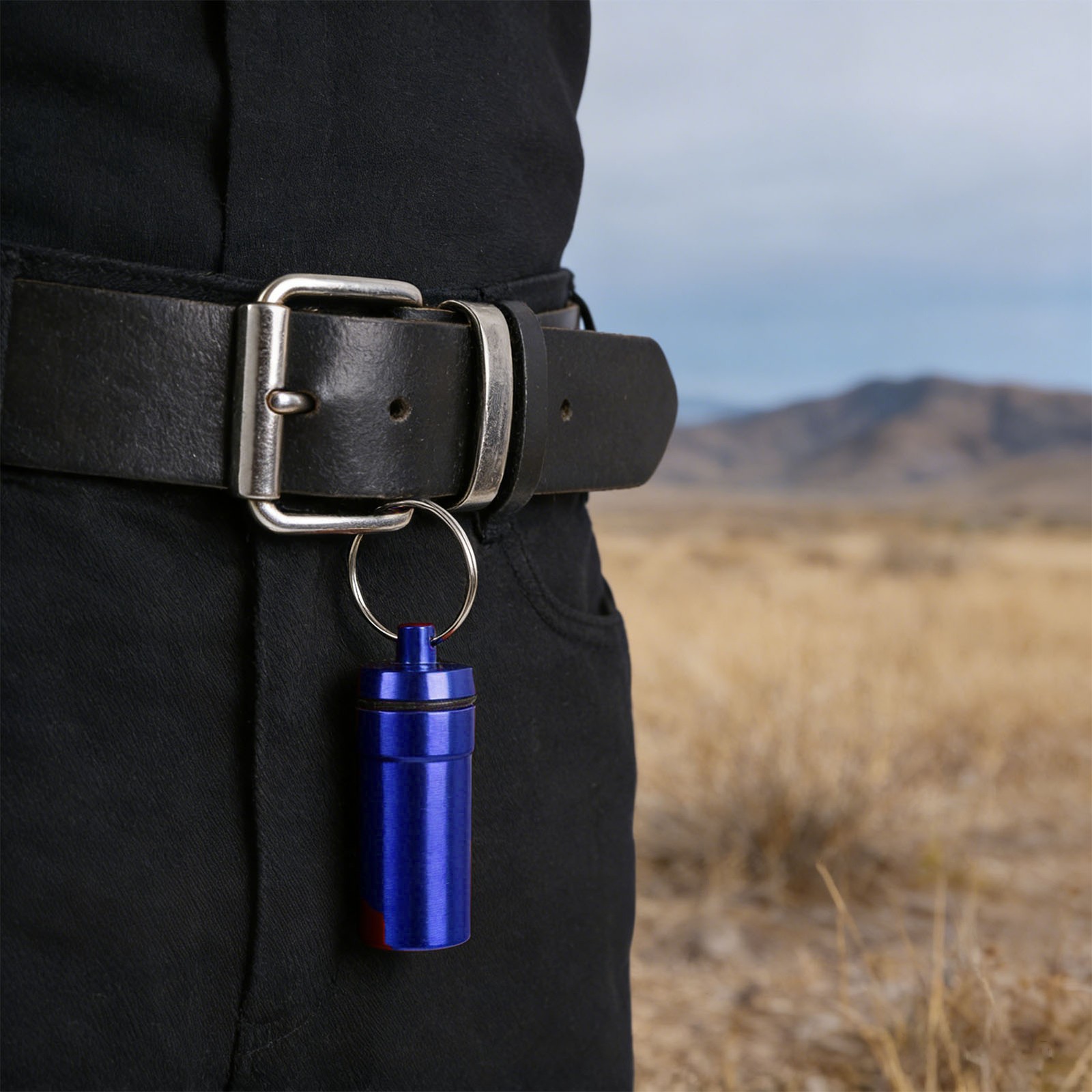 2-5pcs Mini Keychain Tablets Case Water Proof Outdoor Tablets Container Blue