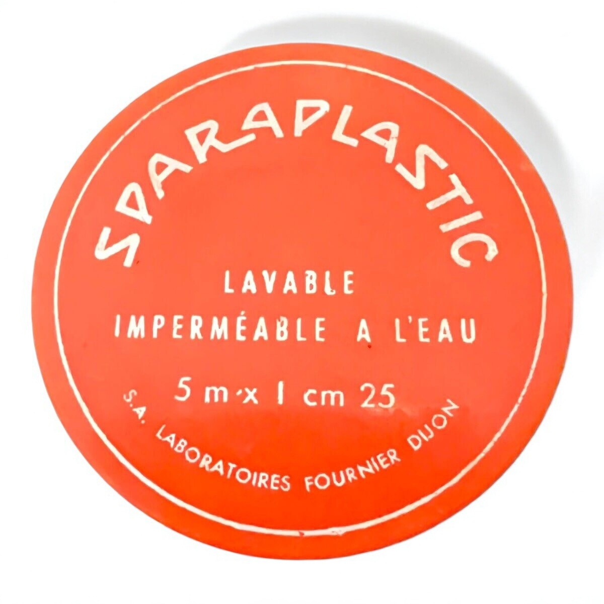 French Apothecary Tin Lid Orange Celluloid Empty Sparadrap Medical Vintage