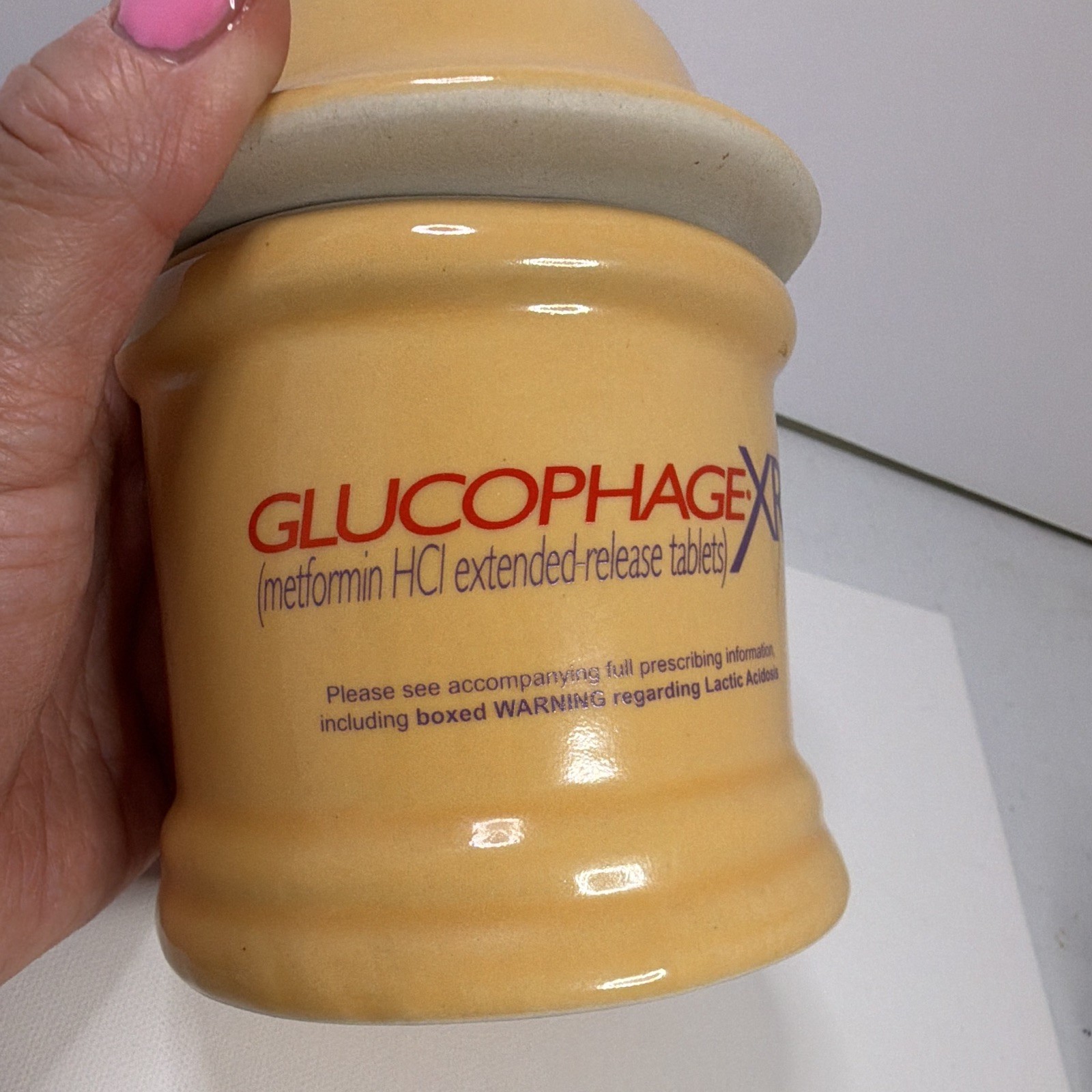 Glucophage XR Advertisement Yellow Apothecary Jar Medicine RN Pharmaceutical
