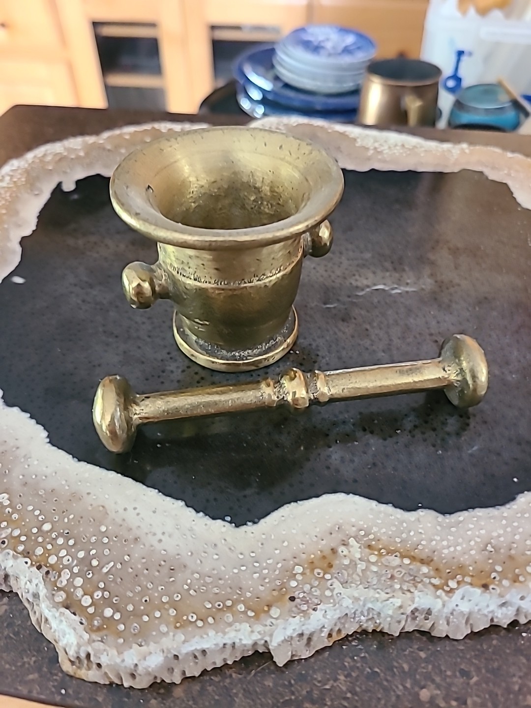 Brass Mortar & Pestle Miniature Apothecary 2.25″ X 2.25″ Vintage Austria