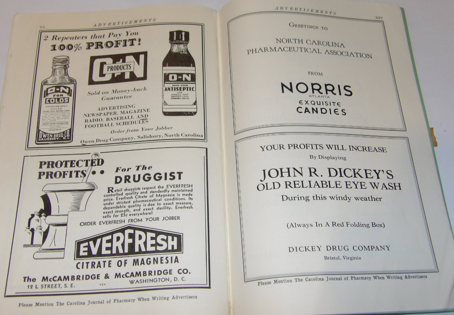 VTG 1940 DRUGGIST CONVENTION SOUVENIR BOOK! CHARLOTTE, NC! ADS/HOTELS/PICTURES!