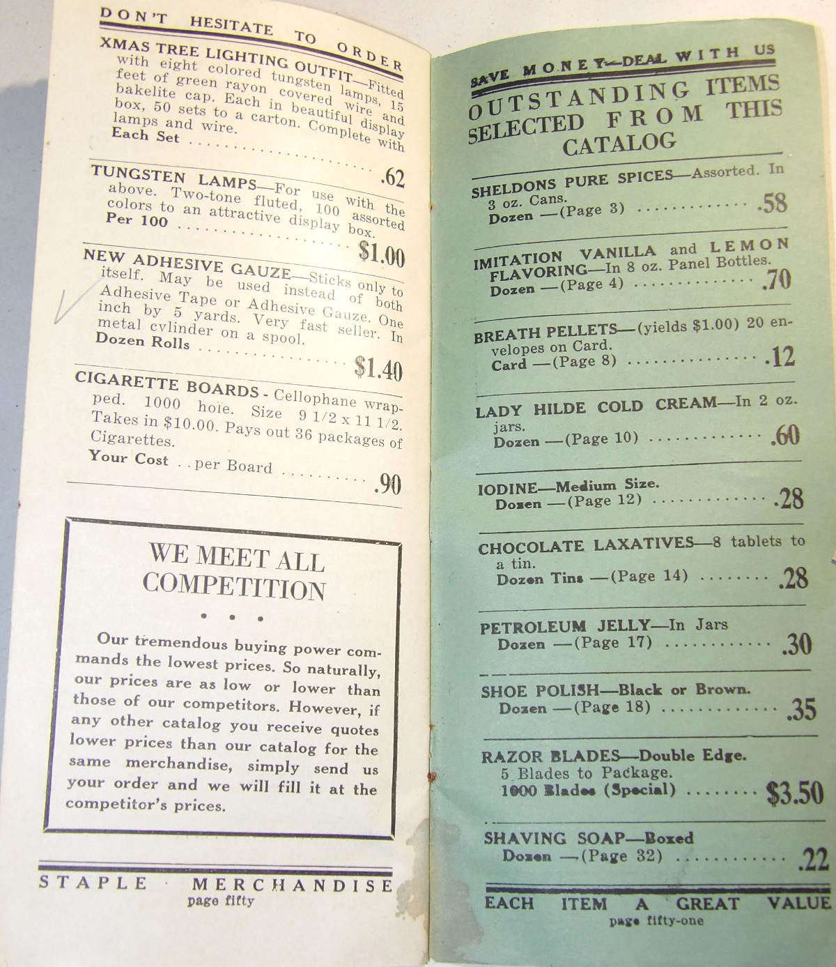 VTG 1930s DRUG STORE WHOLESALE CATALOG! DEPRESSION PRICES! CONDOMS/SHAVING/MEDS!