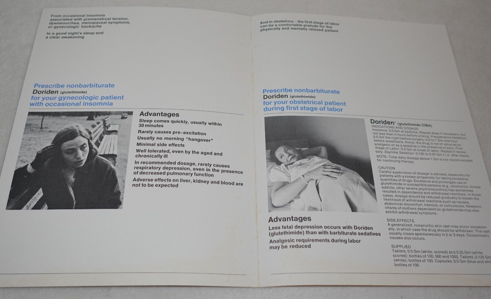 Doriden Gynecology Obstetrics Pharmaceuticals 1960s Original Advertisement