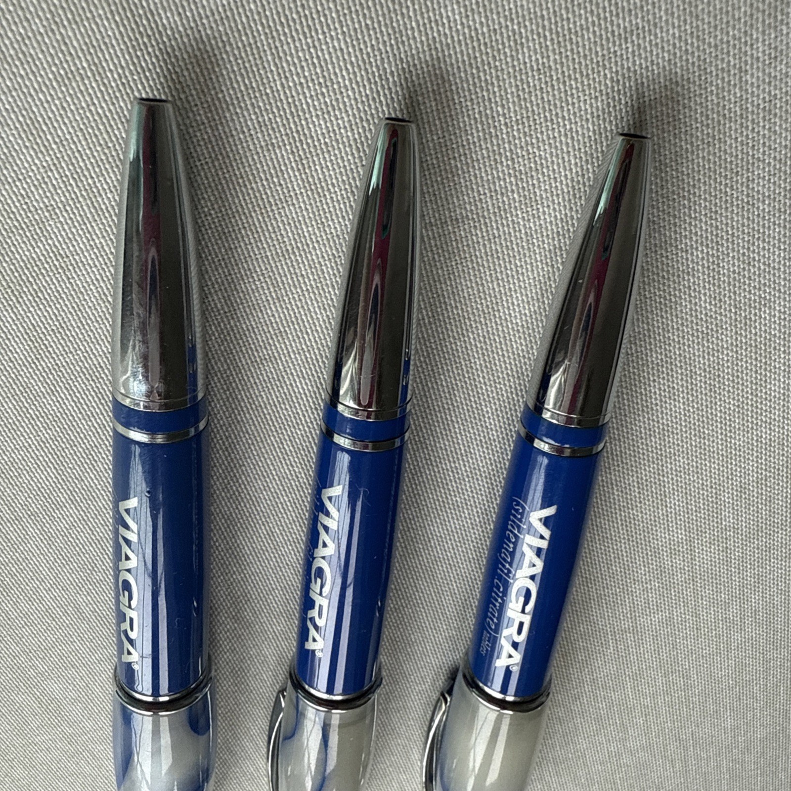 3 VIAGRA HEAVY METAL DRUG REP PENS BLUE MARBLE FAT TOP NEW GR8 GAG GIFT BIRTHDAY
