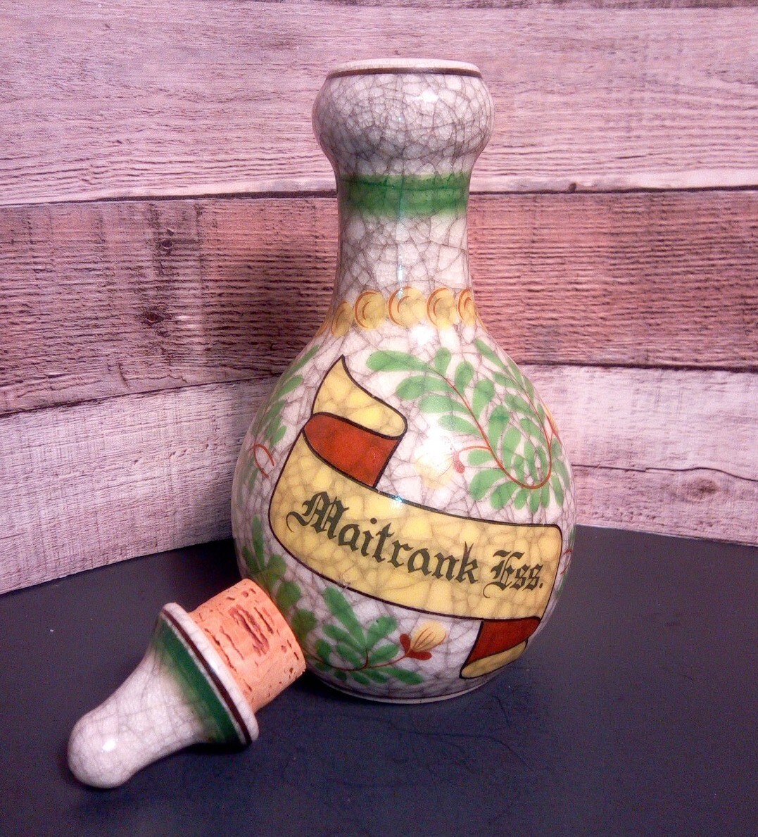 Vintage Maitrank Ess MEDICAL APOTHECARY BOTTLE W/Natural Crackle VG Wine