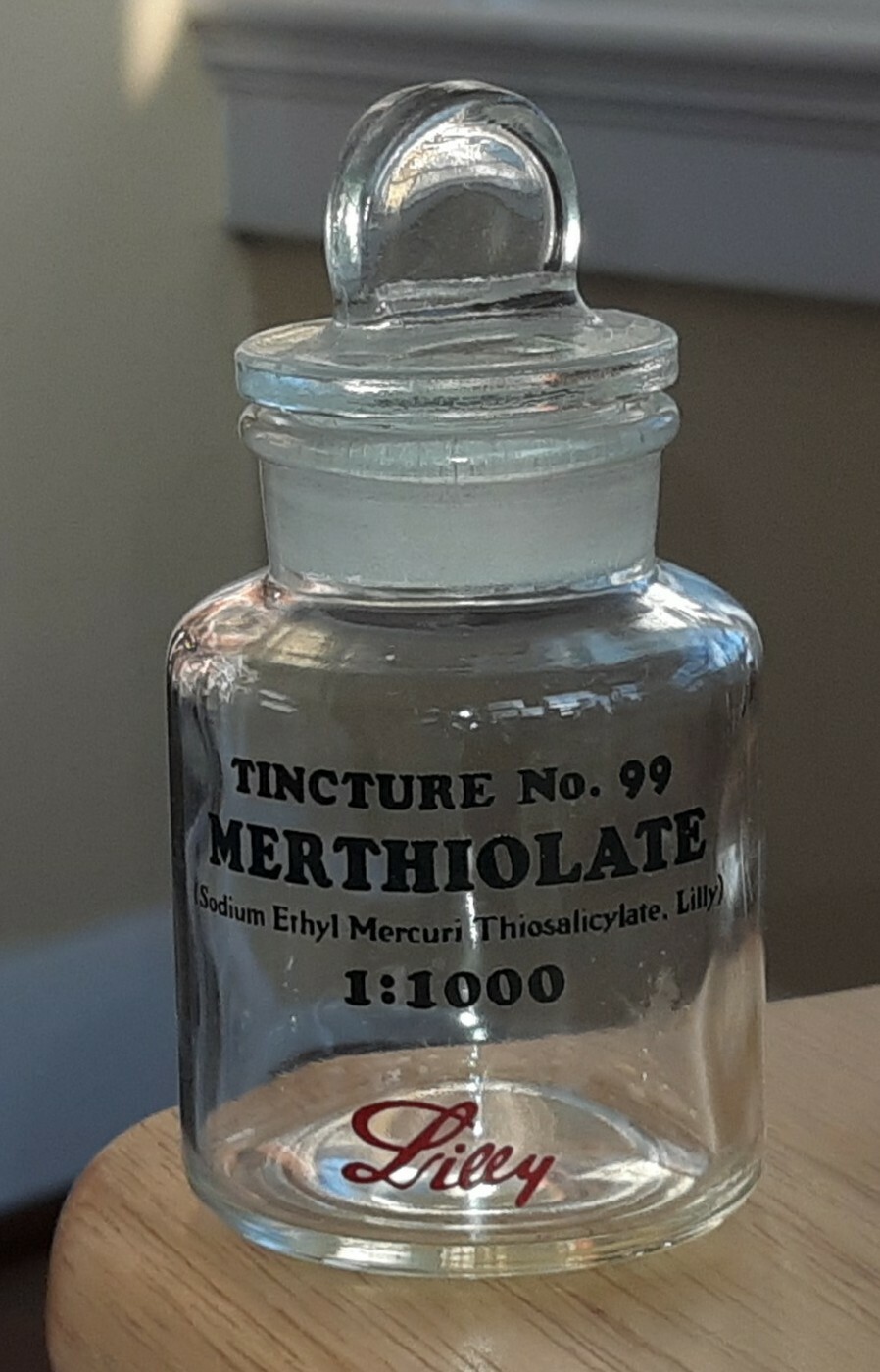 Vtg LILLY Tinture NO. 99 Merthiolate 1:1000 Pharmacy Glass Bottle ANTIQUE
