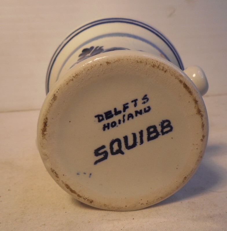 Squibb Rx Mini Mortar Delfts Holland Squibb Pharmaceutical Co 2-1/2″ W x 2″ High