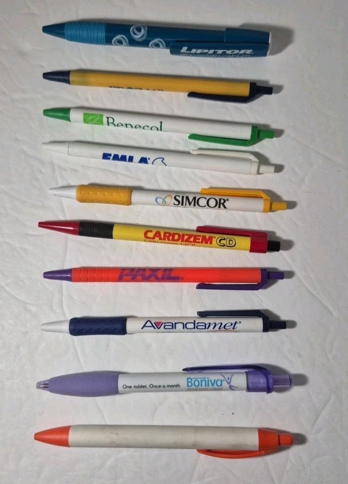Pharmaceutical Drug Rep Ballpoint Pens – Lot Of 10