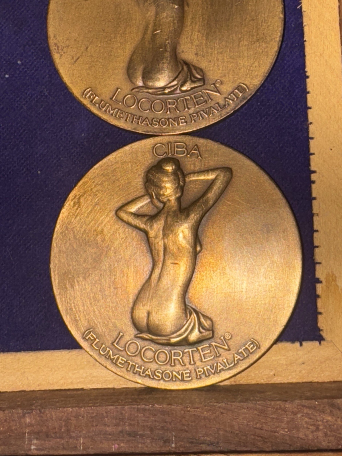 Brass 3 France Nude Woman CIBA LOCORTEN Medal