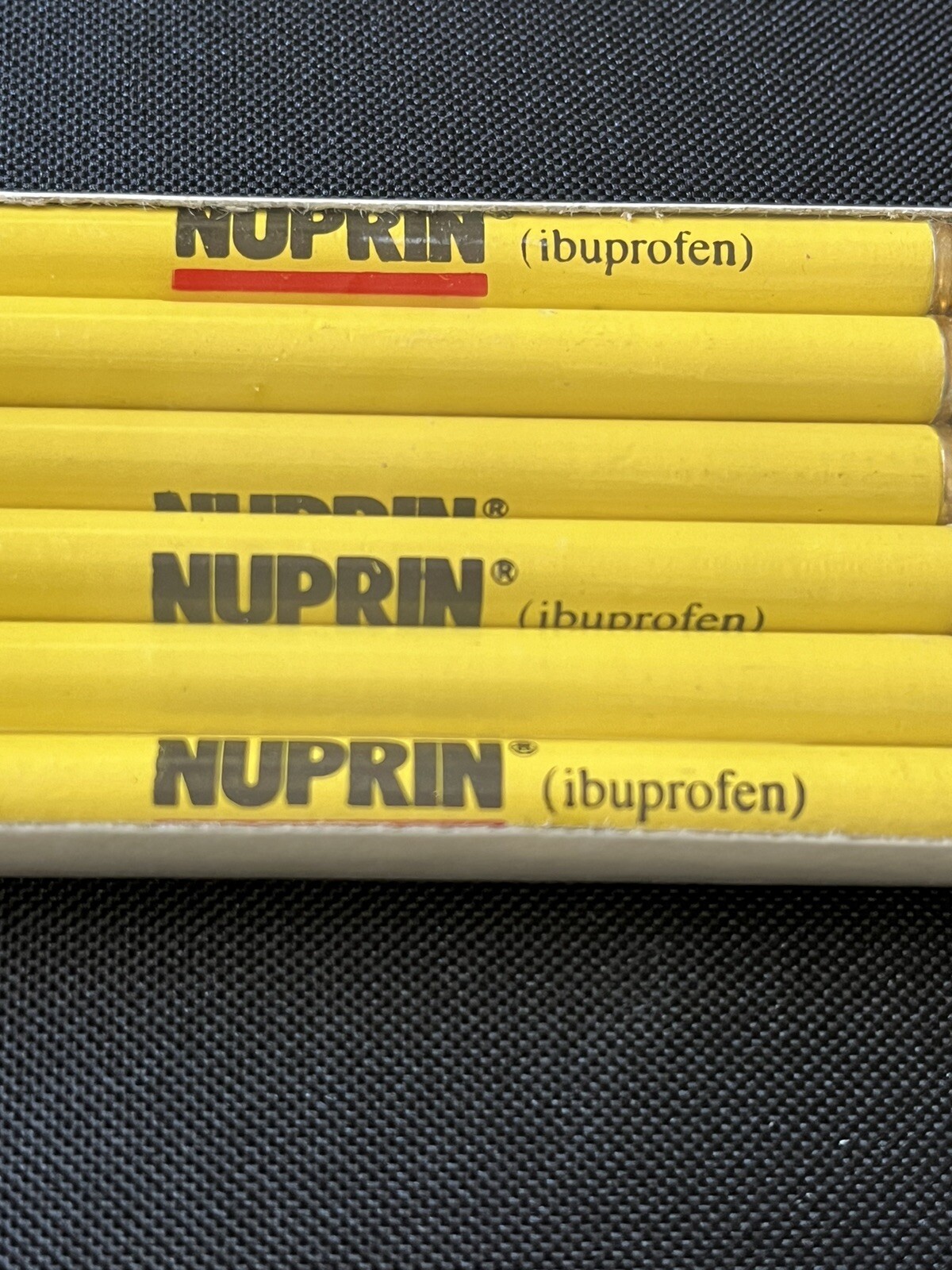 Nuprin Ibuprofen Yellow Pencils Pharmaceutical Drug Rep Vintage