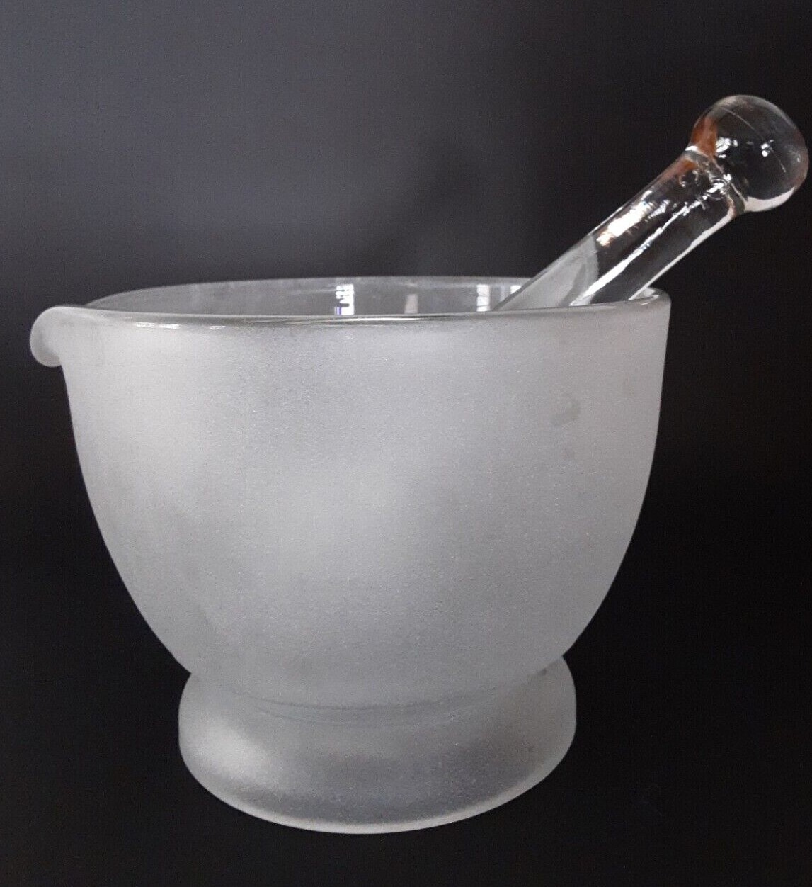 Vintage Mortar and Pestle 32oz Frosted Bowl Clear Pestle Apothecary Laboratory