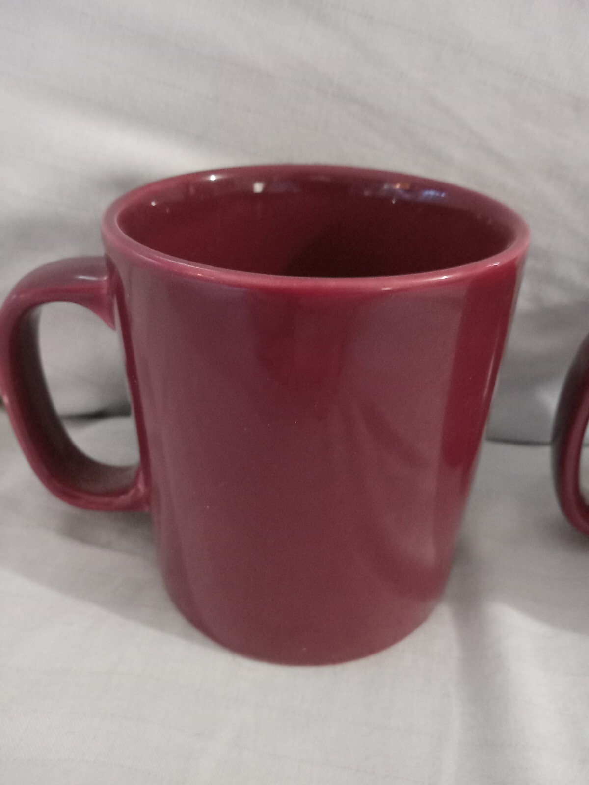 Rare pharmacy Kiln Craft Staffordshire England Maroon Red Mugs Set 2 12.Oz Mug