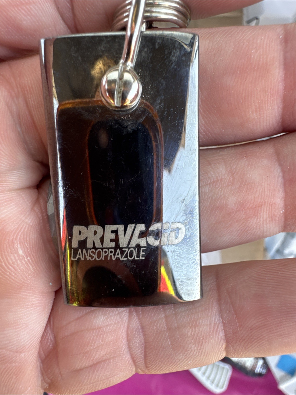 Vintage Rare Prevacid Metal Keychain Pharmaceutical Advertising