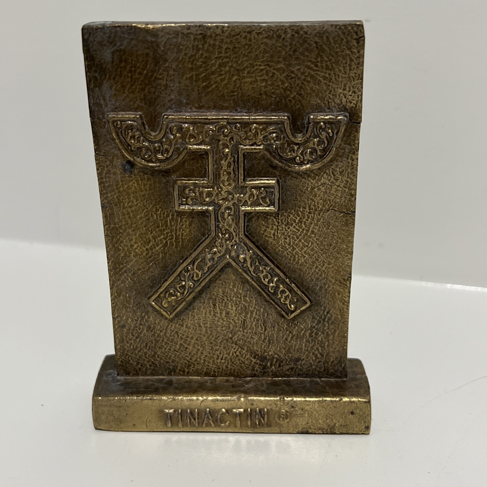 Vintage Pharmacy Brass Paperweight Tinactin Promotion Advertising Symbol