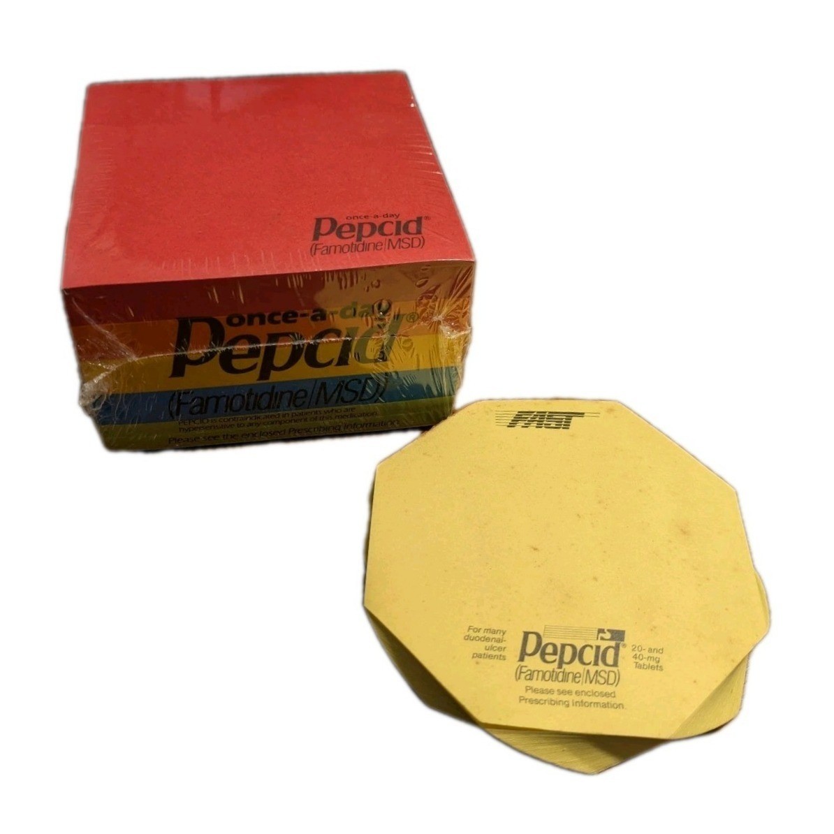 Vintage Pepcid Famotidine MSD Pharmaceutical Promo Sticky Note Pad Cube Lot