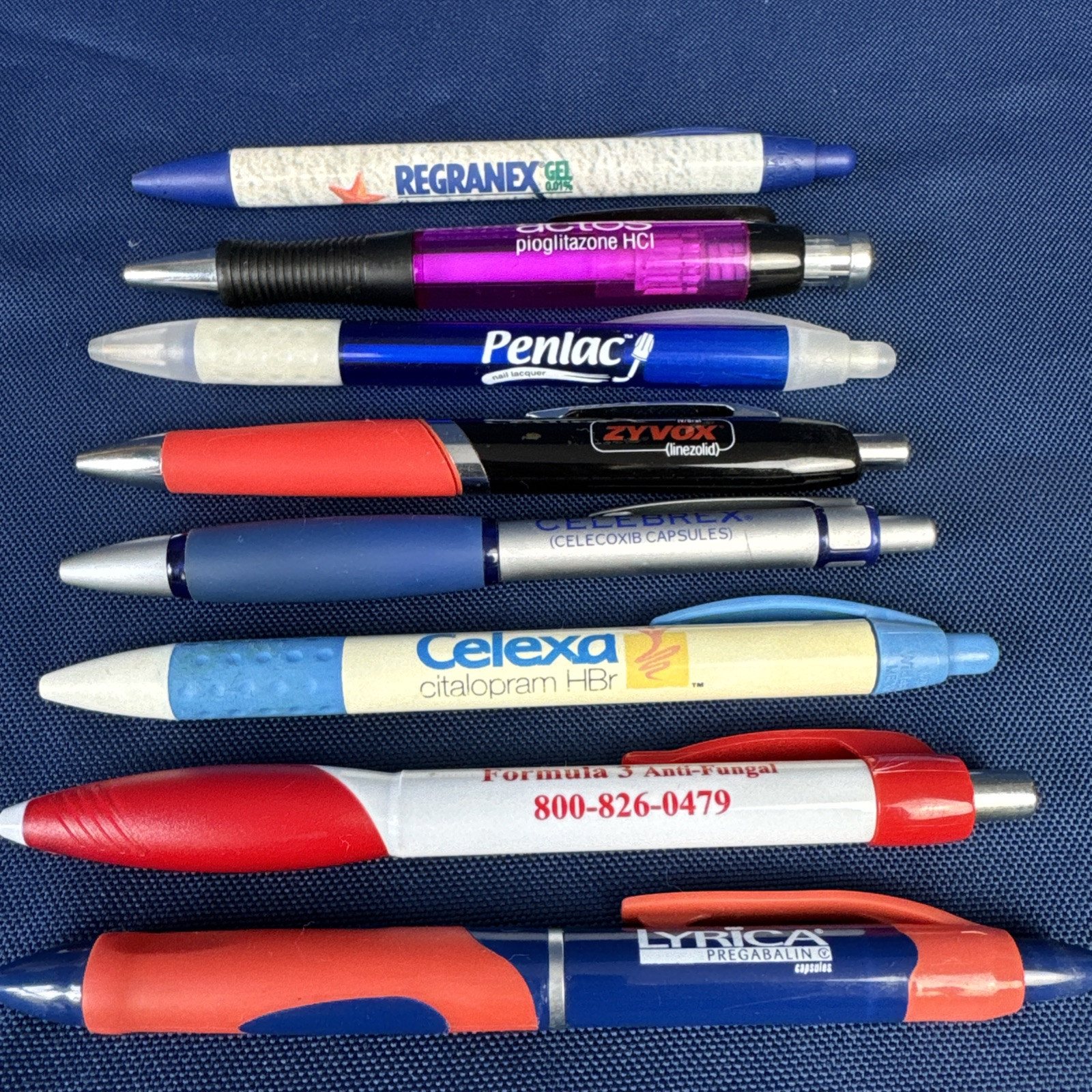 Lot of 8 Drug Rep Pharmaceutical Promo Advertising Pens Celexa Celebrex Lyrica+