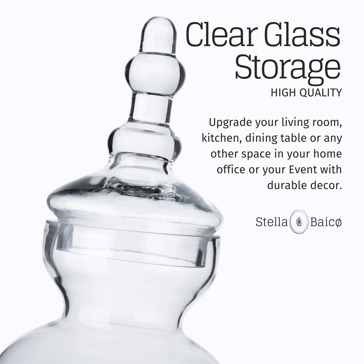 3-Pack Glass Apothecary Jars with Lids – Decorative Candy Storage Containe