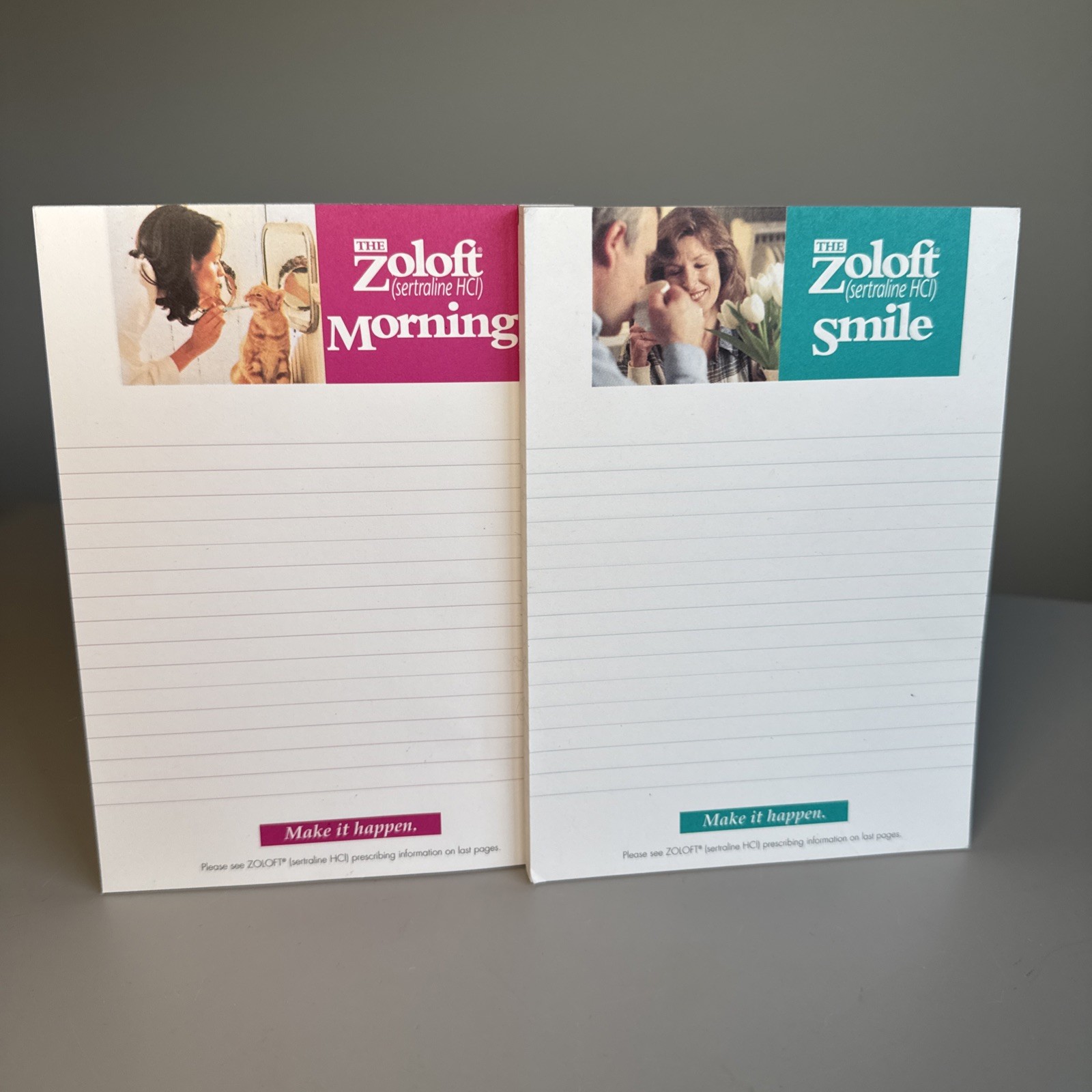 1996 Lot Of 2 Zoloft Pharmaceutical Notepads Advertising Promo drug Rep
