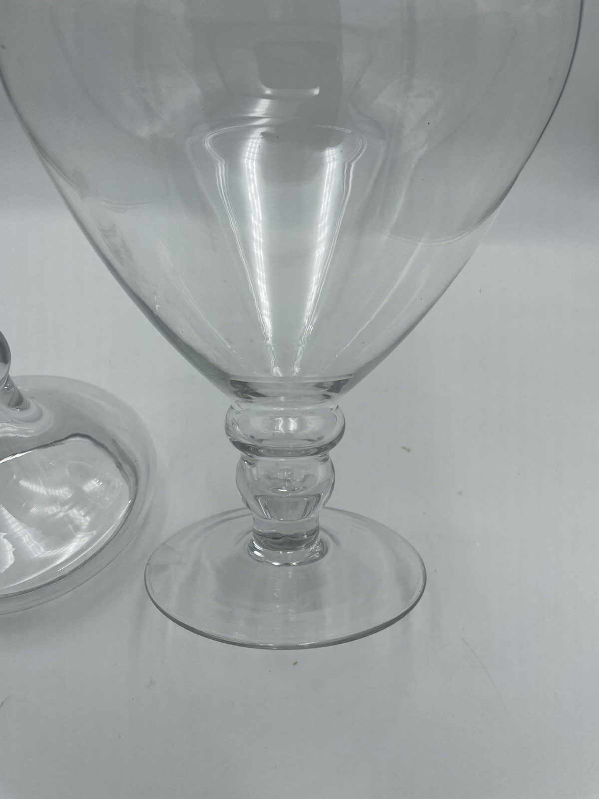 Lg Vintage Clear Glass Apothecary Jar with Lid Large Footed Storage 17″ Tall