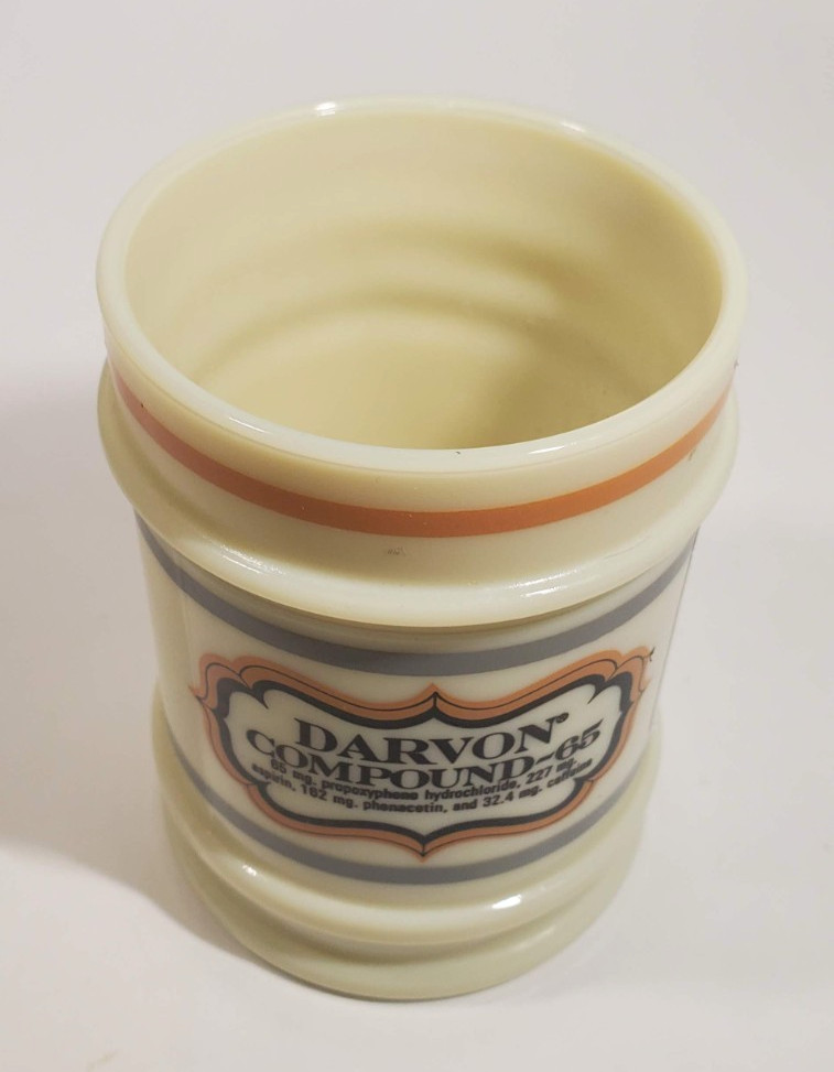 Pharmaceutical Darvon Compound -65 Pharmacy Jar Custard Glass Jar