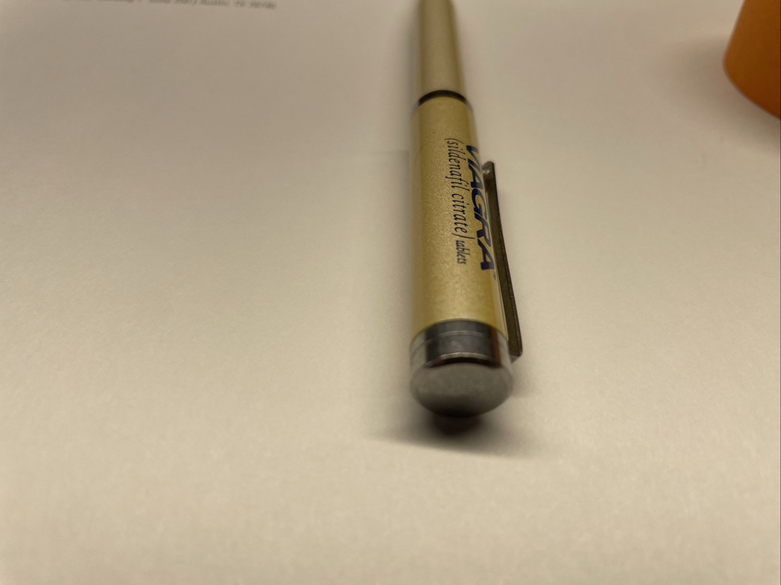 VTG VIAGRA Pharma Drug Rep Logo Collectible Pen Heavy Metal Yellow Refillable