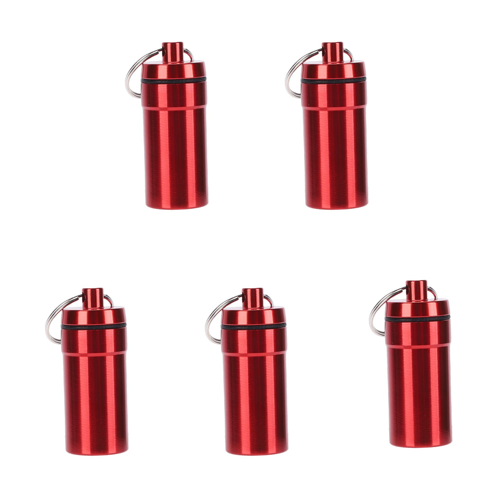 2-5pcs Mini Keychain Tablets Case Water Proof Outdoor Tablets Container Red