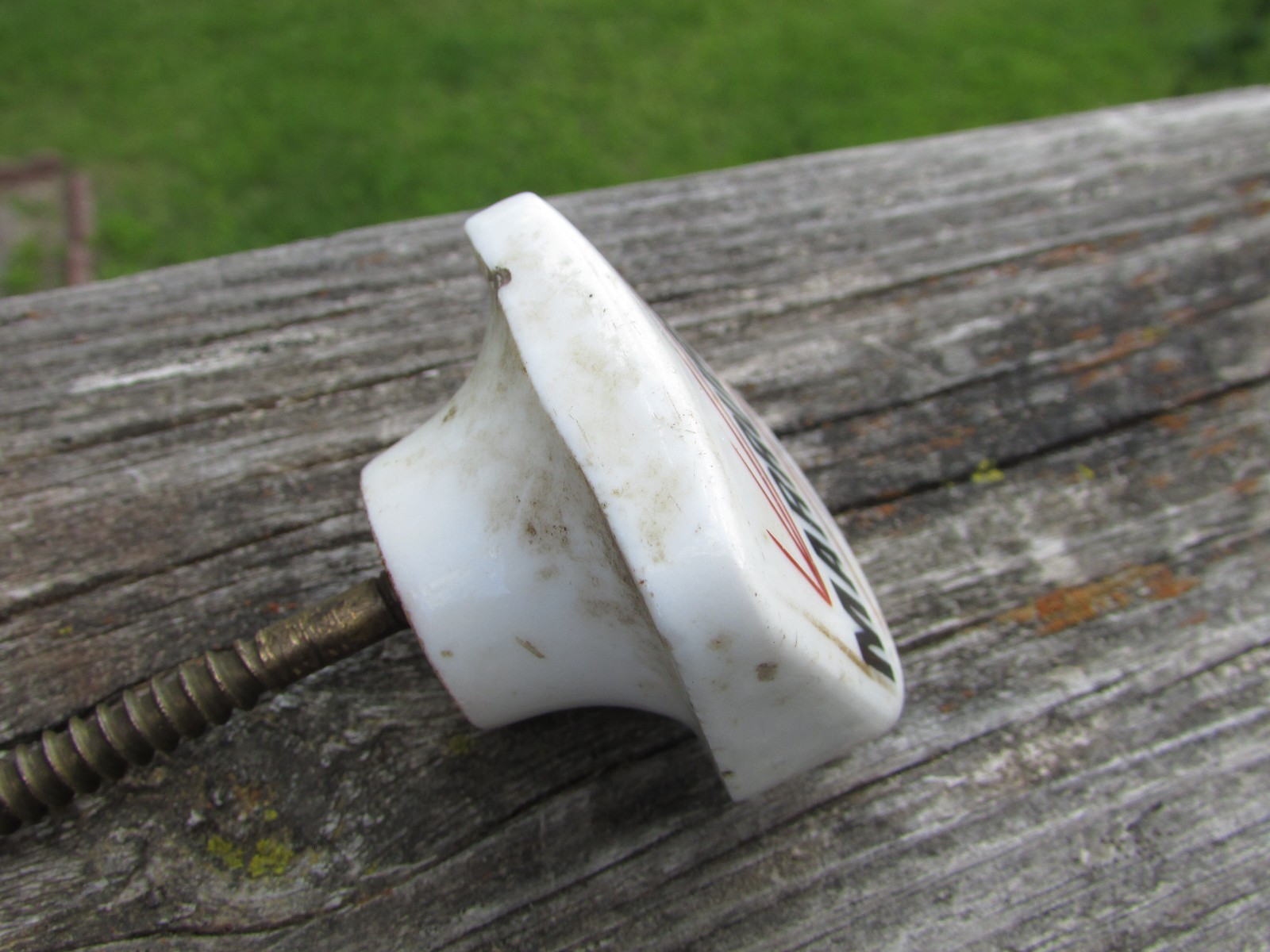 Unusual 1900s MARRUBIUM (Horehound) Porcelain APOTHECARY Cabinet Drawer KNOB A++