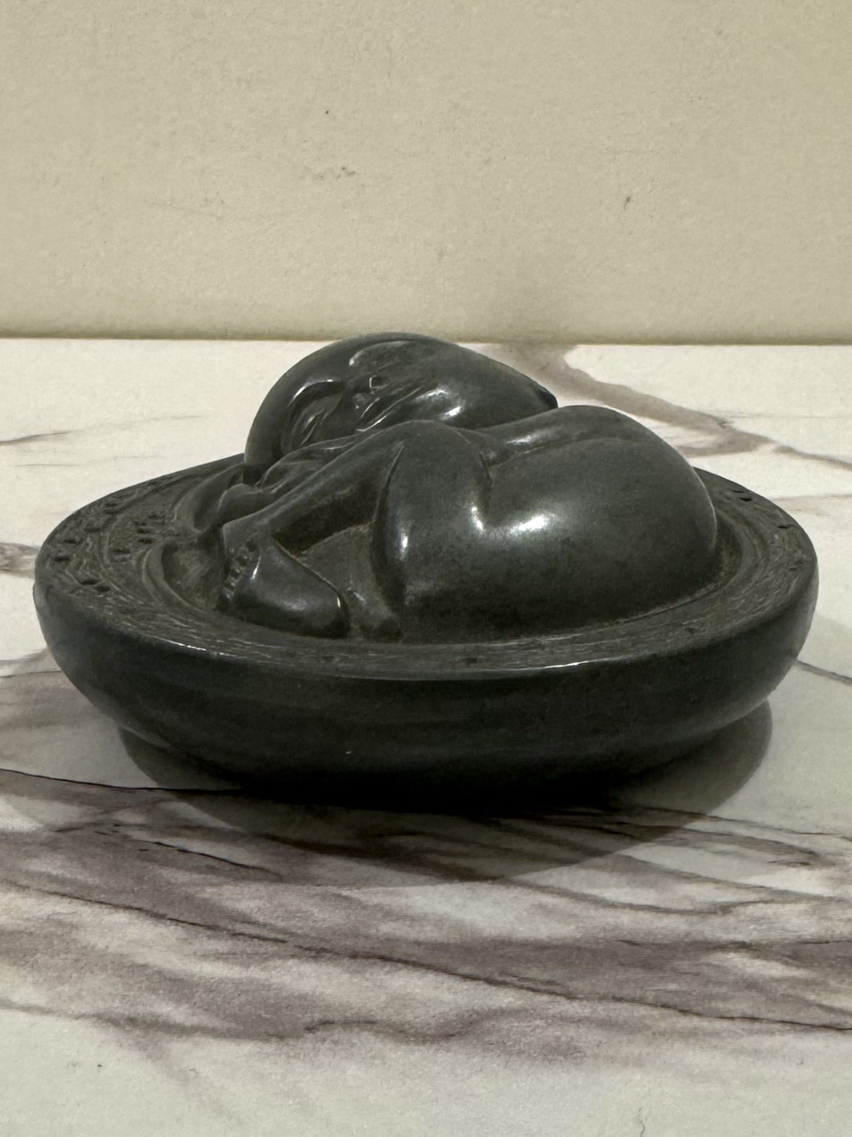 VINTAGE MEDICAL PHARMACEUTICAL PARKE-DAVIS FETAL PEWTER PAPERWEIGHT CA. 1950’s