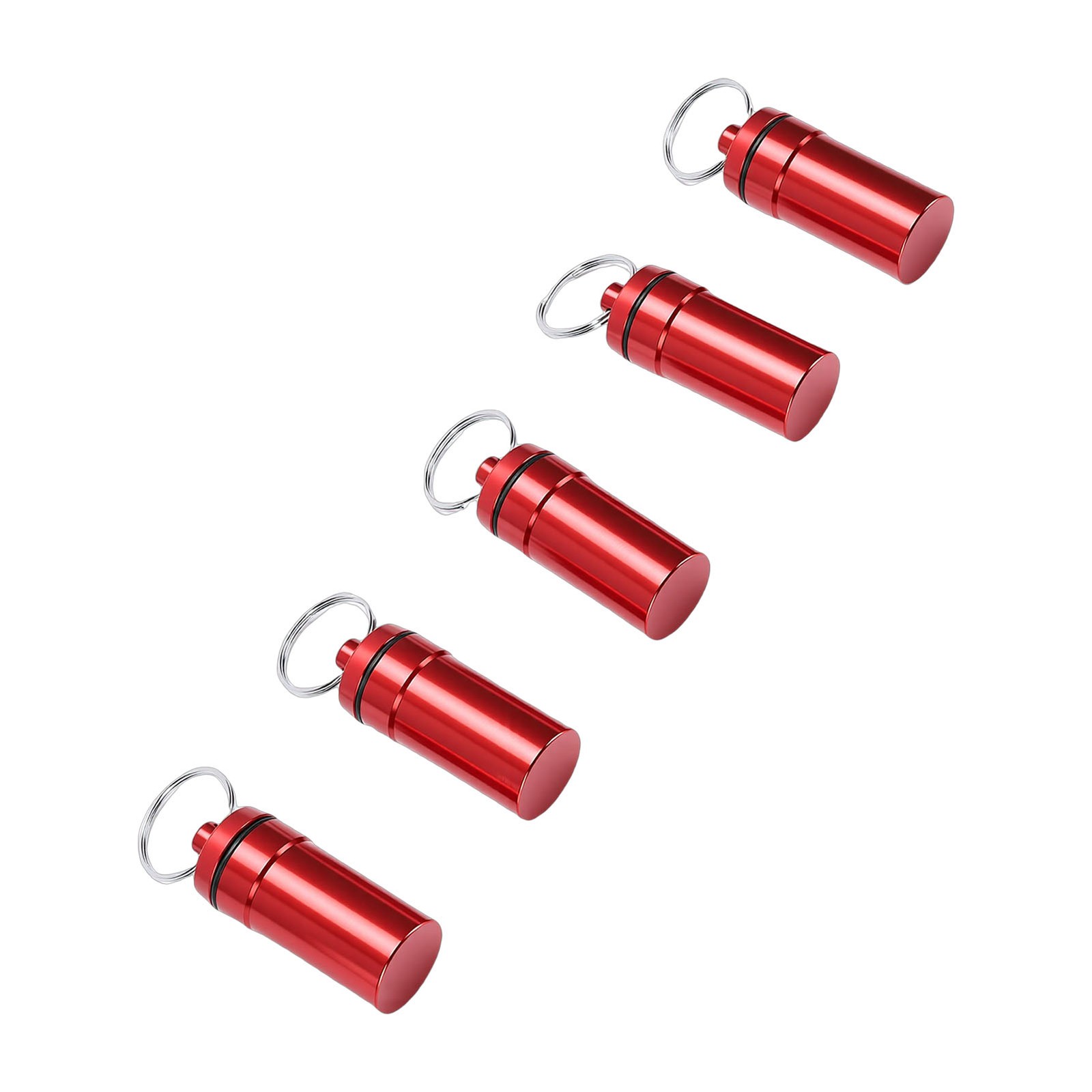 1-5pcs Mini Keychain Tablets Case Water Proof Outdoor Tablets Container Red