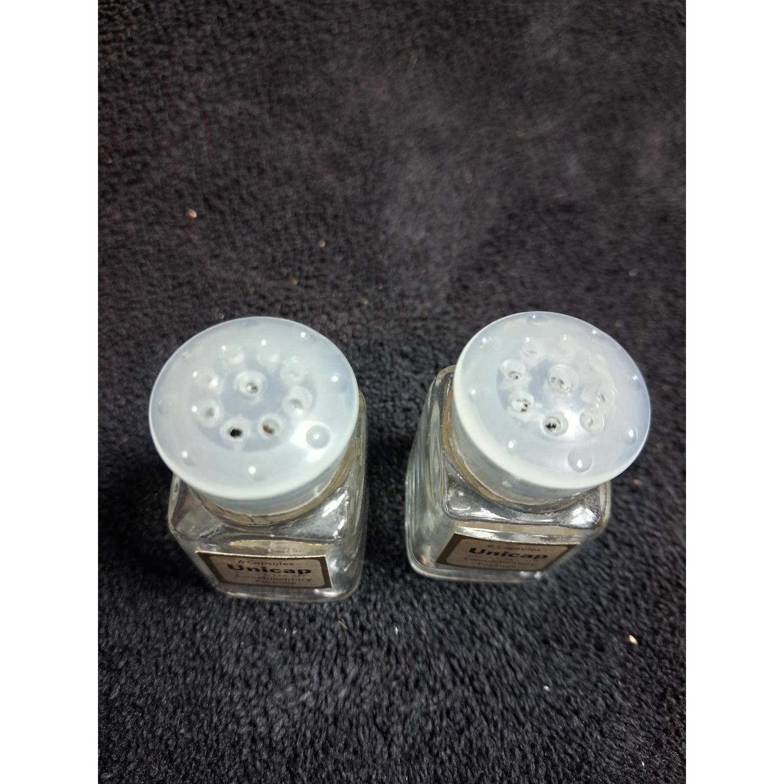 Vintage Unicap Upjohn Company Vitamin Apothecary Glass Salt & Pepper