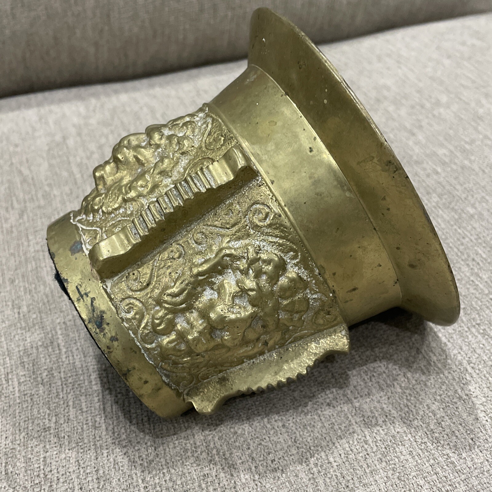 Vintage Brass Mortar Heavy Pharmaceutical Apothecary Ornate Lions Head