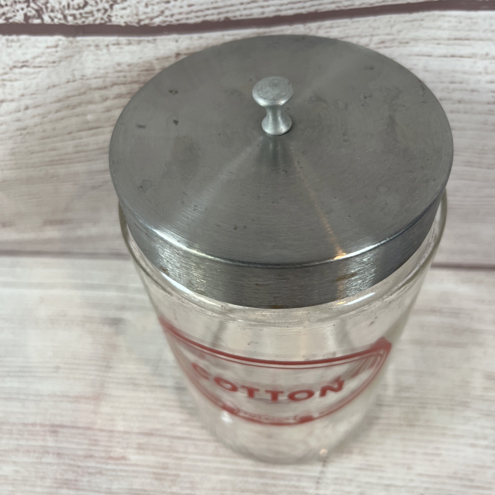 Merco Cotton Glass Medical Apothecary Jar with Lid 7.5″ Vintage Doctors Office