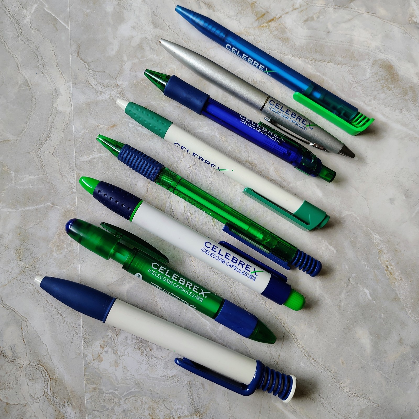 Lot Of 8 Celebrex Plastic Metal Pharmaceutical Drug Rep Promo Advertising Pens
