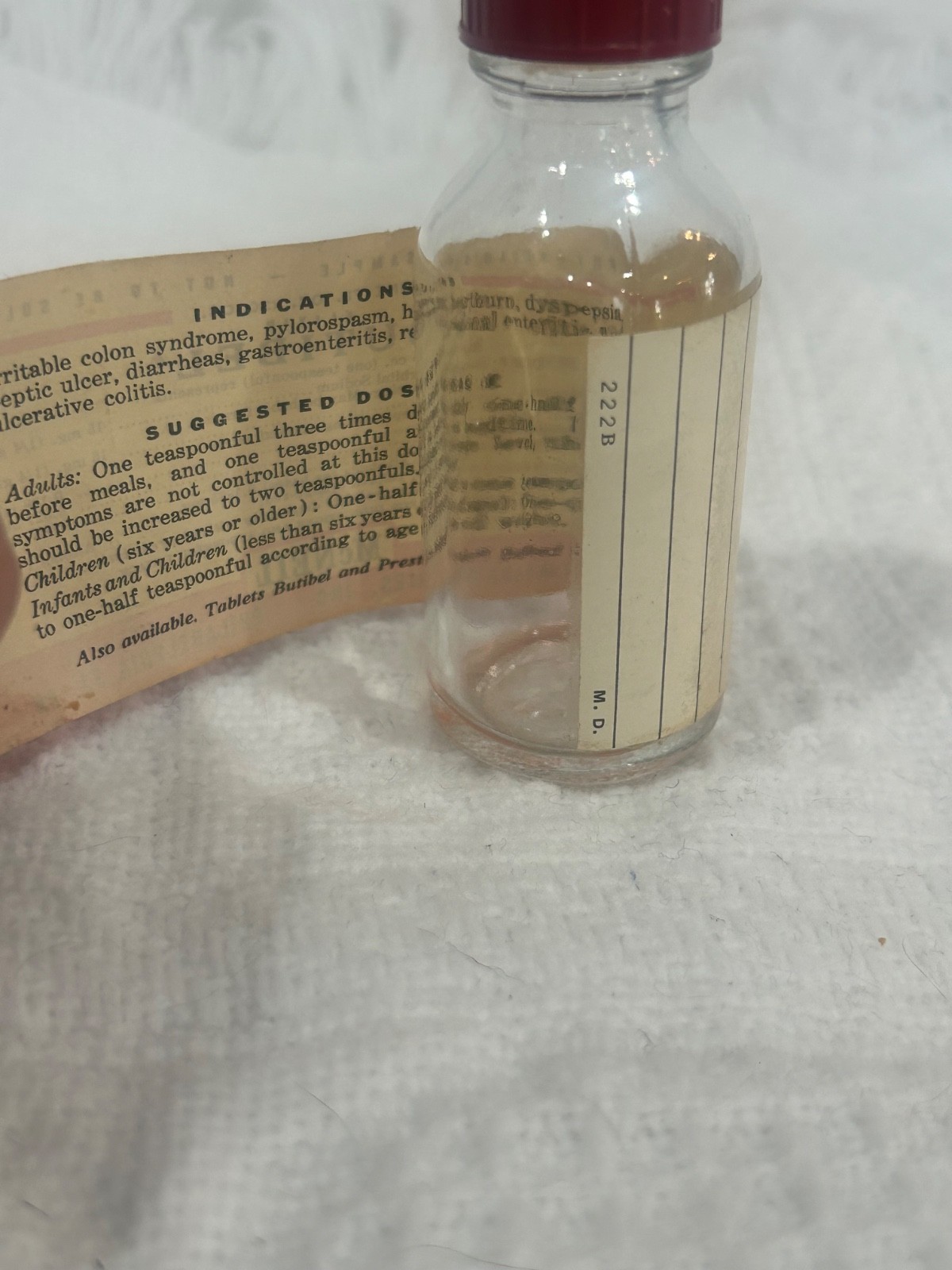 McNeil Butibel Elixir EMPTY VTG Butabarbital Medicine Sample Bottle RARE Pharma