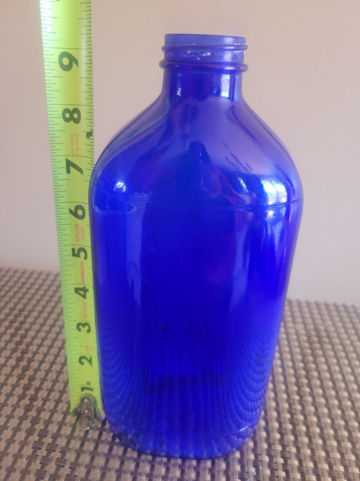 Vintage 2 Large 9.5″ Blue Cobalt Blue Medicine Bottle Embossed Made in USA, EXC