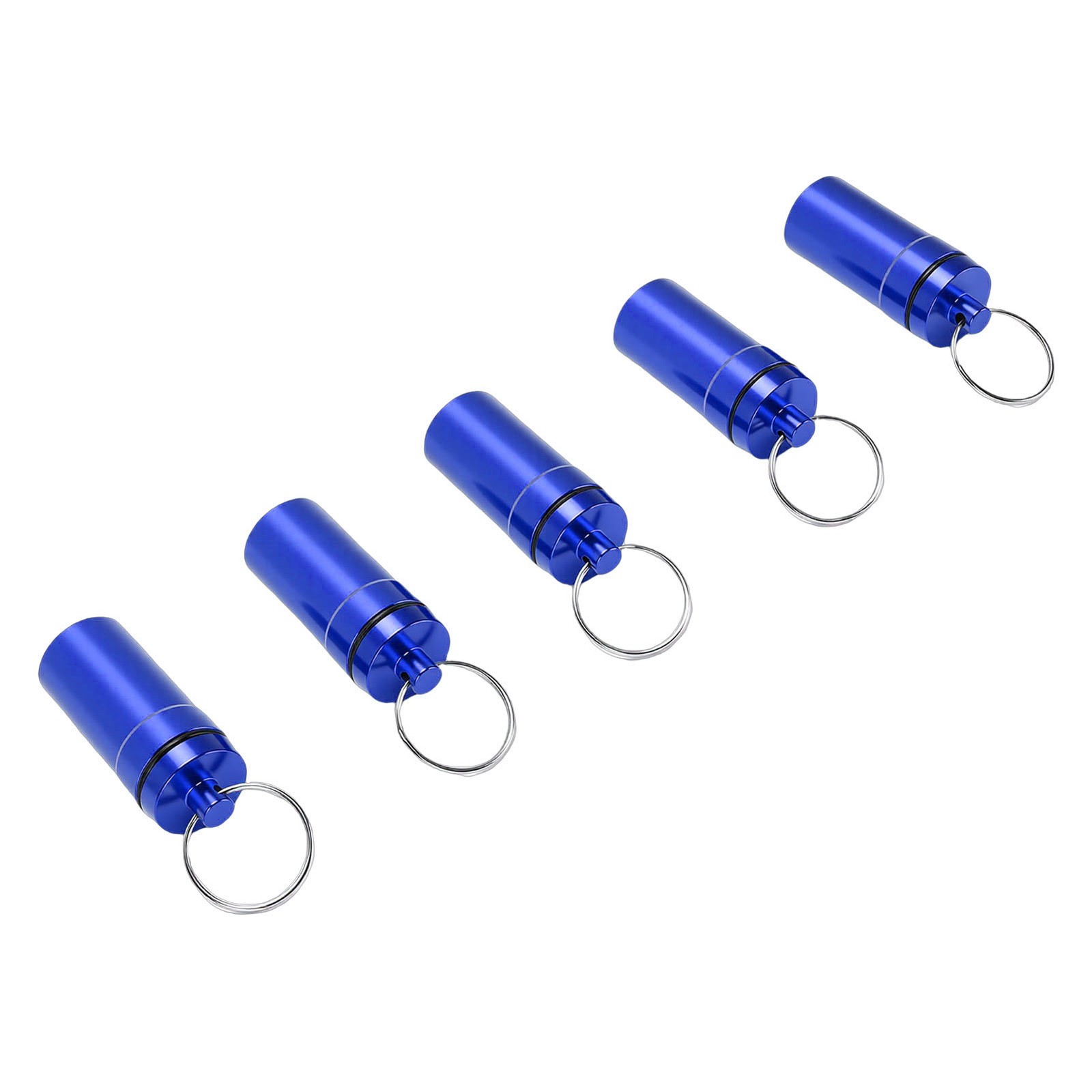 2-5pcs Mini Keychain Tablets Case Water Proof Outdoor Tablets Container Blue
