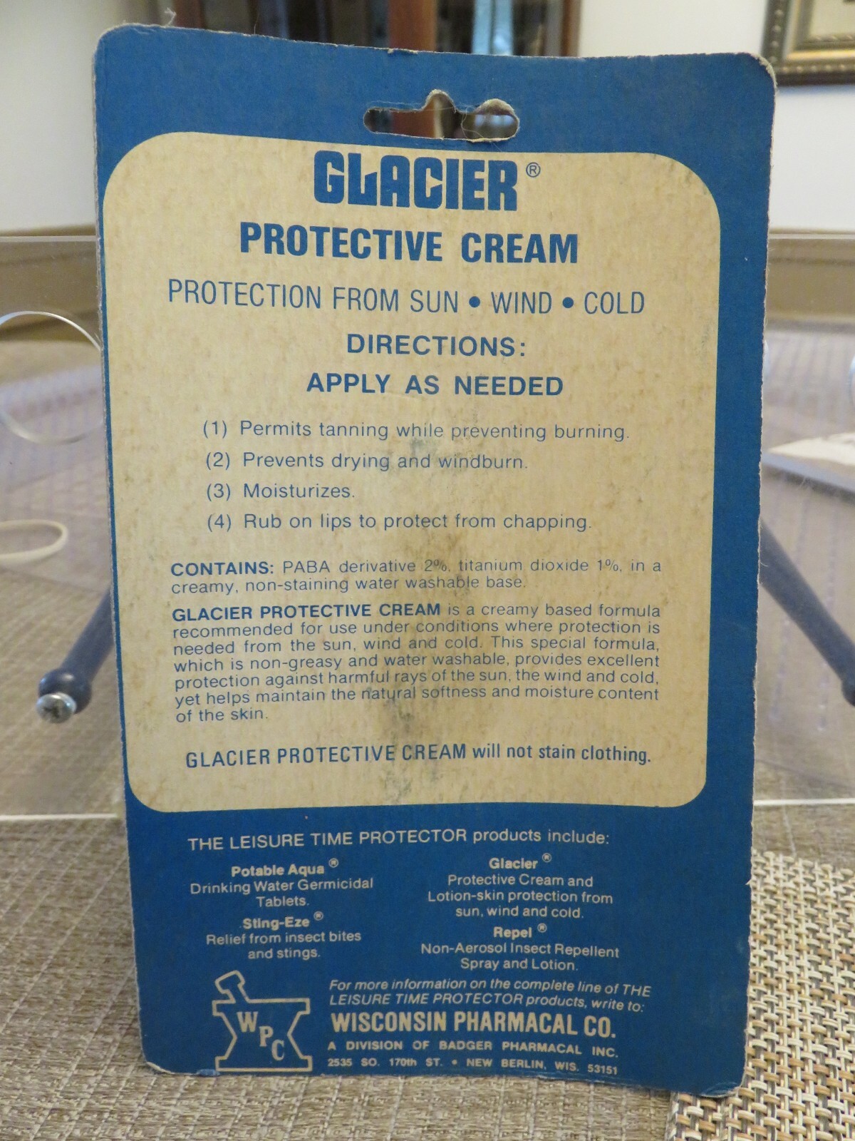 Older Unopened GLACIER PROTECTIVE CREAM (Wisconsin Pharmacal Co.)