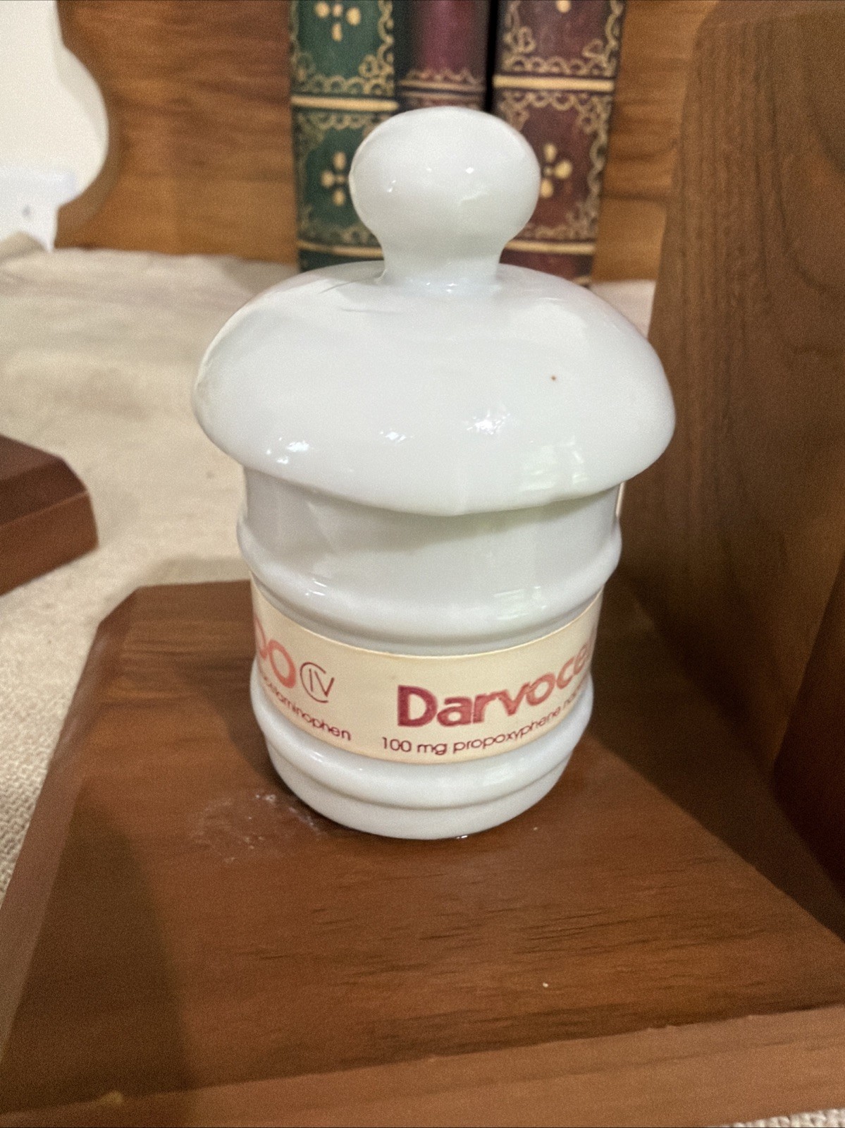 Lilly Mini Apothecary Bookends Pharmacist Darvocet Pain Med Advertisement VTG