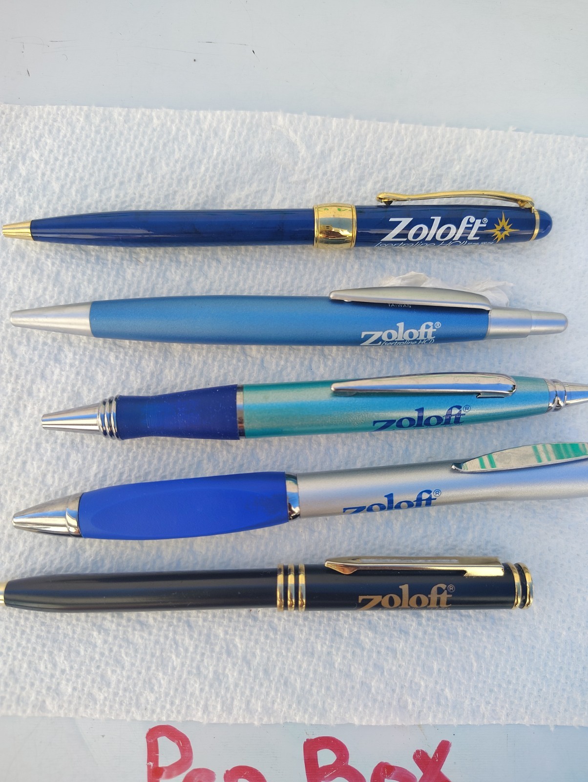 Zoloft Pens 5 Various Pfizer Metal Pharma Drug Rep Pens Swag Prop Advertising