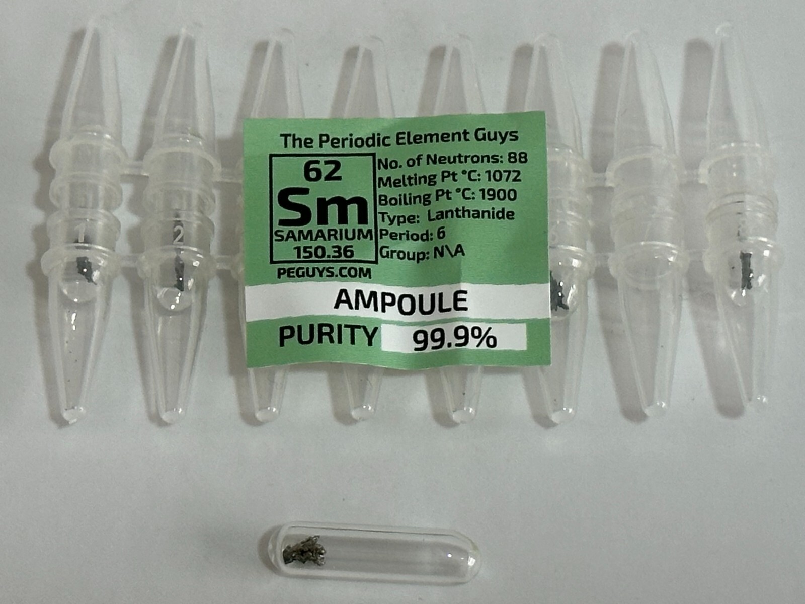 8 x Samarium Metal 99.9% un-oxidized Argon Ampoules WHOLESALE Periodic Elements