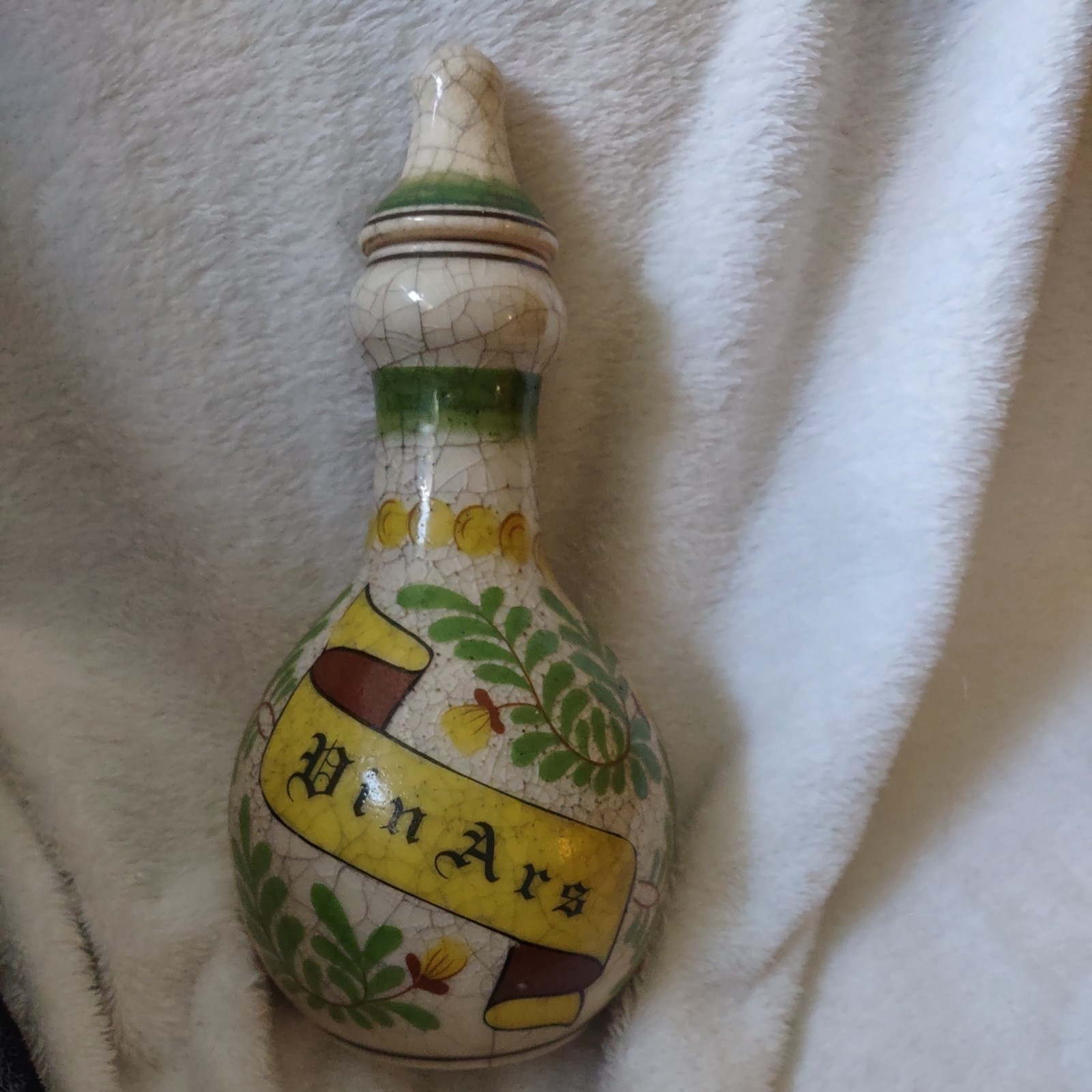 Vintage German Dinars Medicinal Bottle Natural Crackle