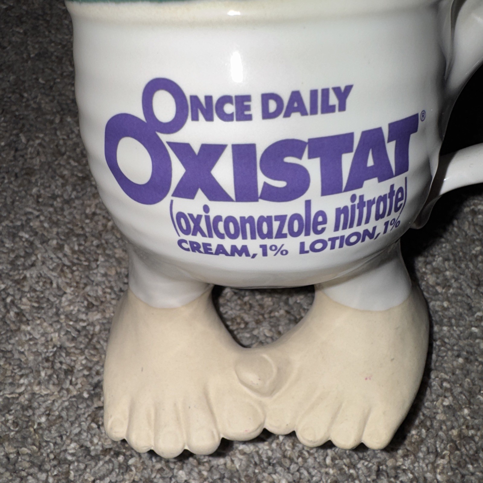 Pharmaceutical Feet Toe Mug Drug Rep Oxistat (oxiconsole Nitrate) Cream Ceramic