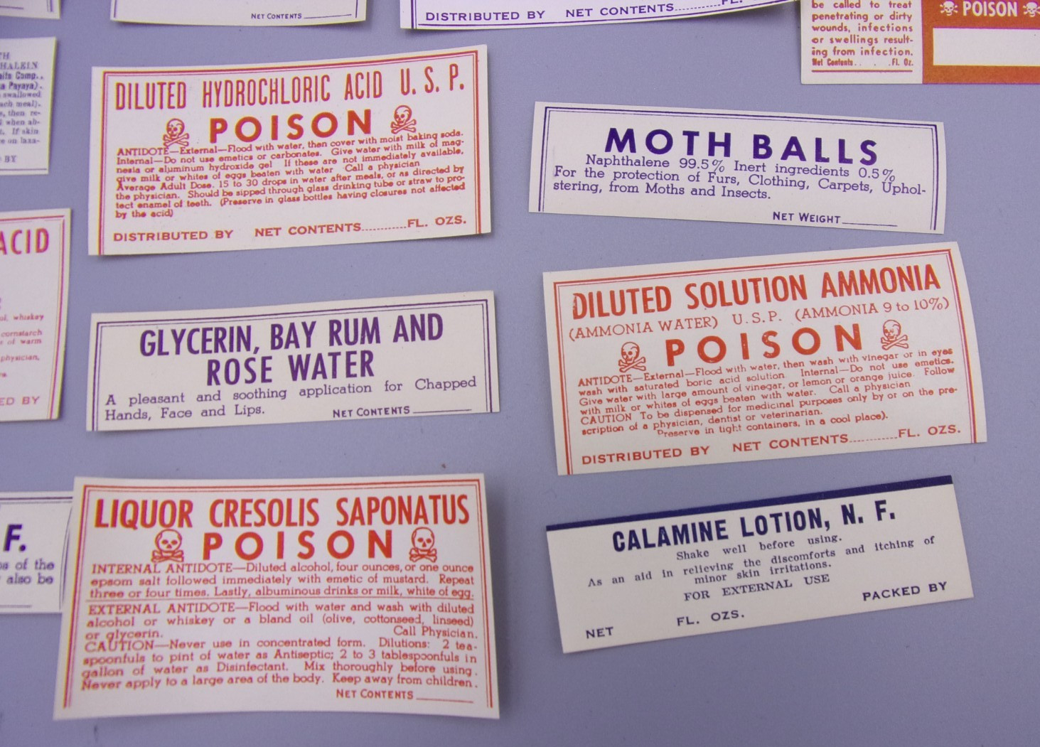 59 DIFFERENT VINTAGE PHARMACY MEDICINE APOTHECARY BOTTLE LABELS POISONS ETC.