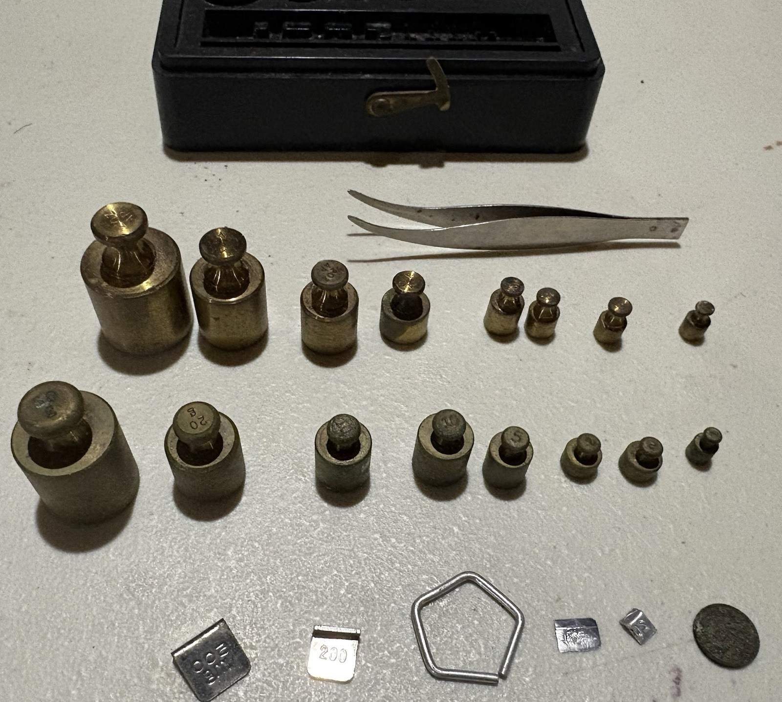 Vintage 1975 – Has 5601 – Brass Pharmacy Calibration Weights Set – Incomplete