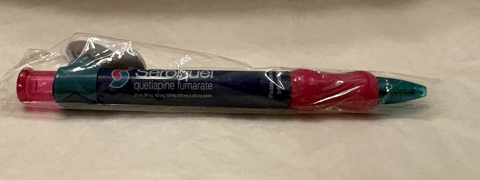 VTG SEROQUEL “S” LOGO PLASTIC PEN PHARMA PROMO REP LOGO ADVERTISING NEW NOS