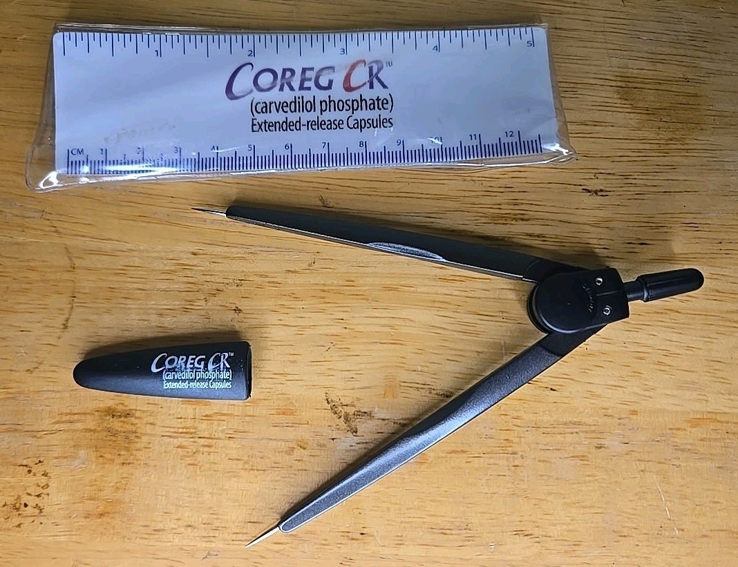 Coreg Carvedilol Drug Rep Pharmaceutical Ad Promotional Ruler And Compass Rare
