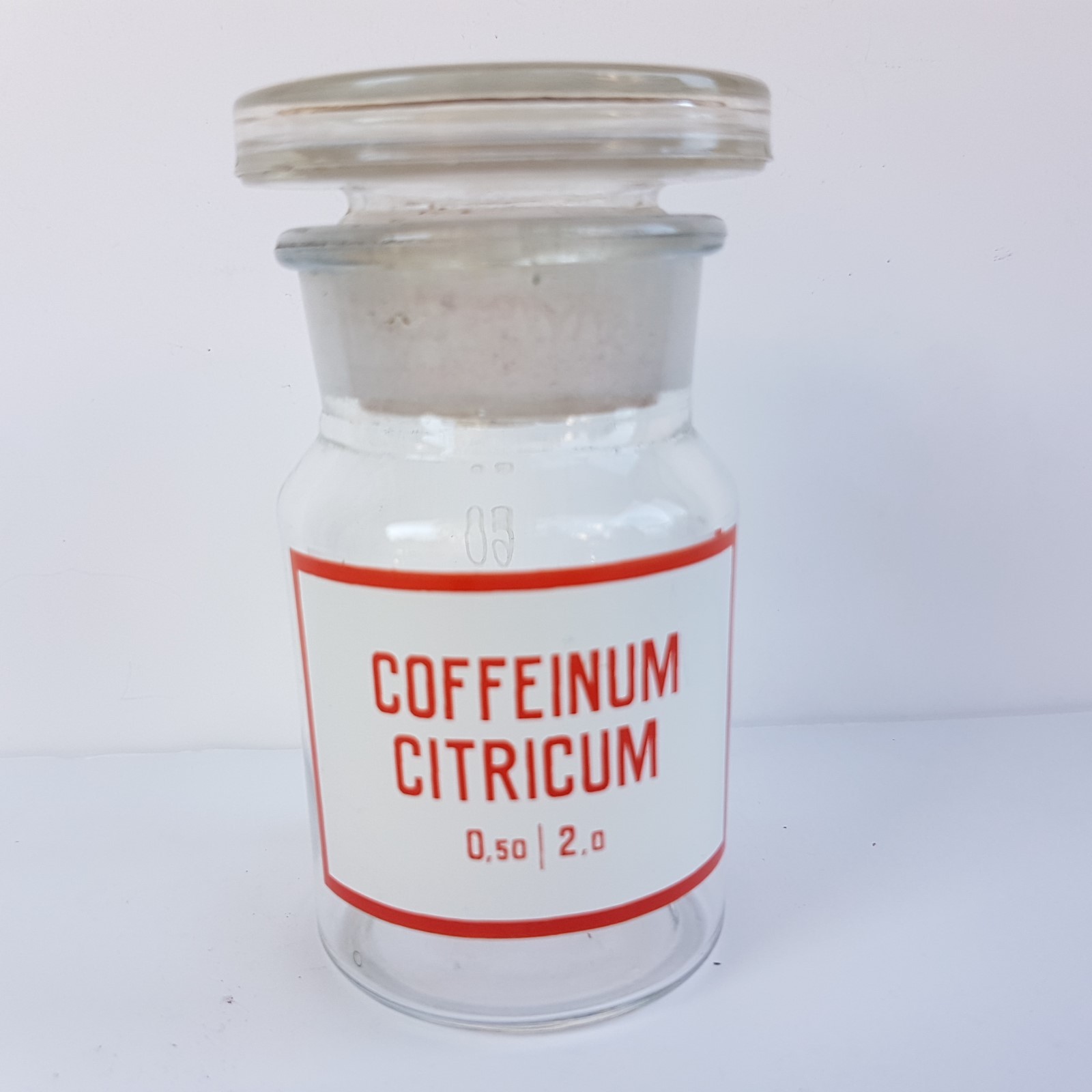 Vintage Glass Apothecary Pharmacy Clear Jar 100 ml COFFEINUM CITRICUM