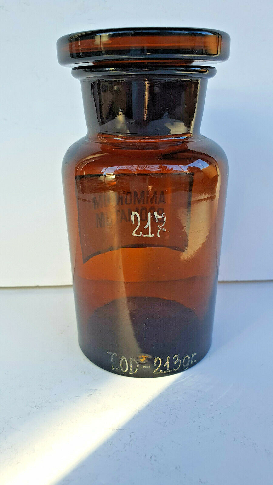 Vintage Glass Apothecary Pharmacy Brown Jar 250 ml AMMONIUM BROMATUM