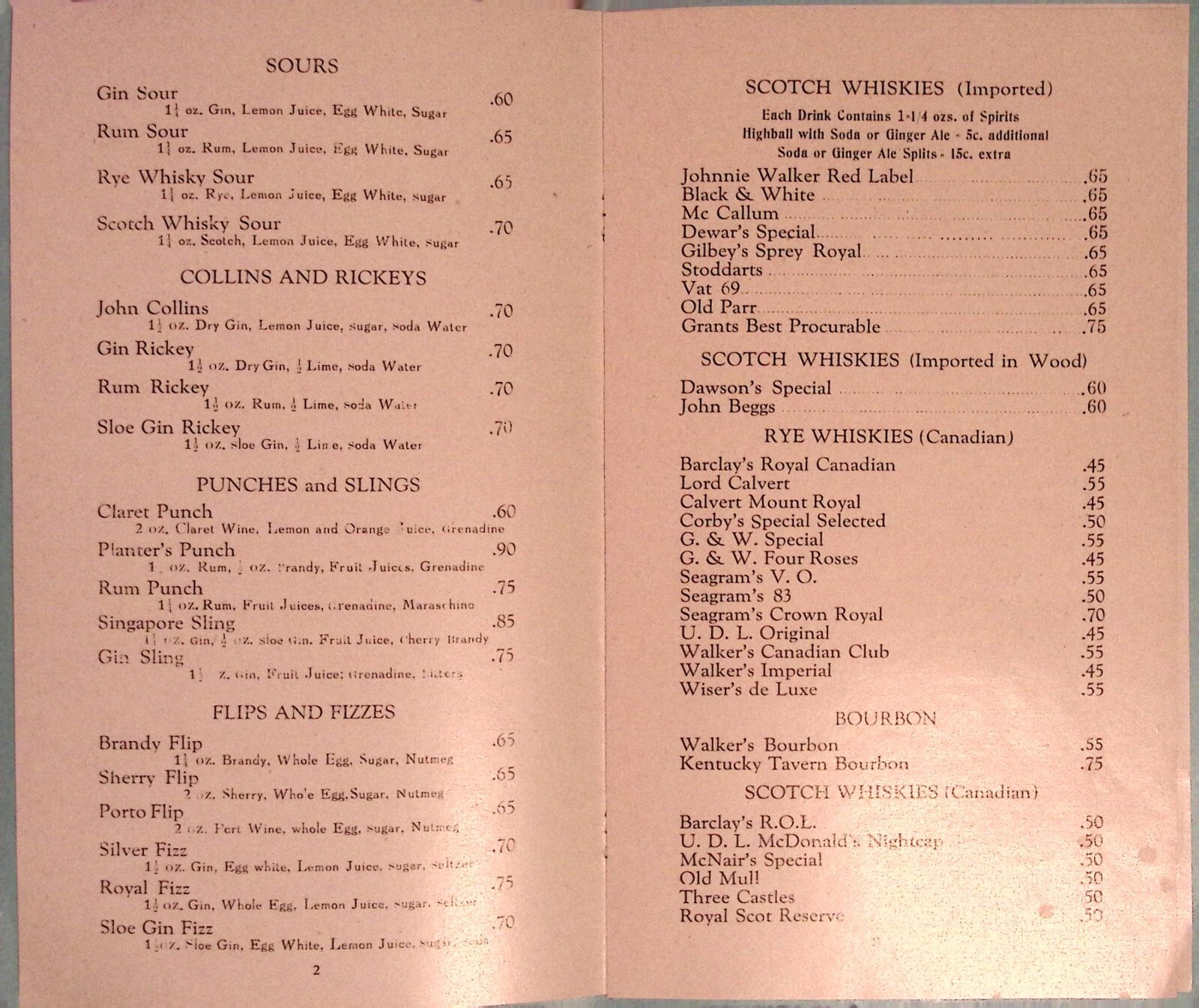 Chateau Laurier Hotel Menu 1950s Ottawa Canada Cocktail Wine Liquor List Vintage